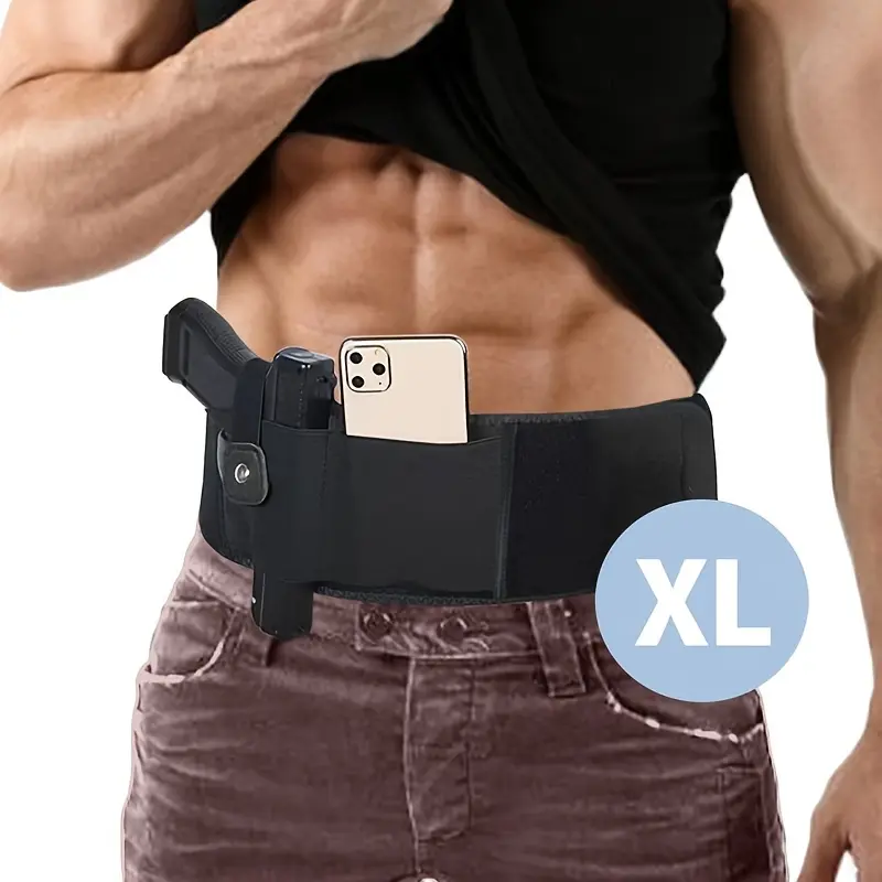 Men's M Size Multifunctional Leather-Cover Waist Holster - Super Elastic Concealed Carry Holster with Spare Magazine Bag, Hidden Design for Discreet Gear Storage, Hidden Carry Keeps Gear Discreet