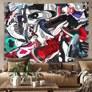 Basketball Shoe Pattern Tapestry, 1 Count Modern Polyester Wall Hanging for Living Room Bedroom Dormitory Decor