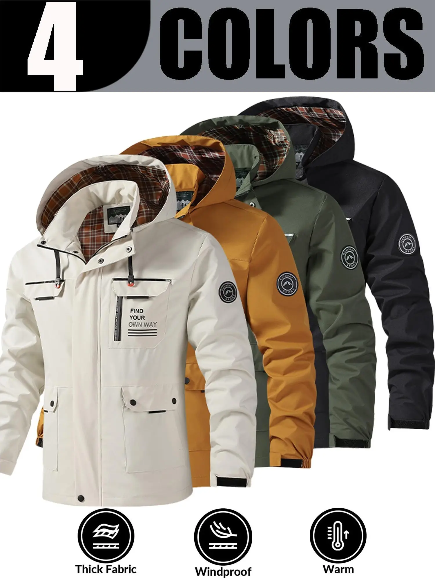 2026 Autumn New Men's Stylish Fabric Jacket - Thick, Lightweight Fashion Casual Top with Detachable Hood, Jackets