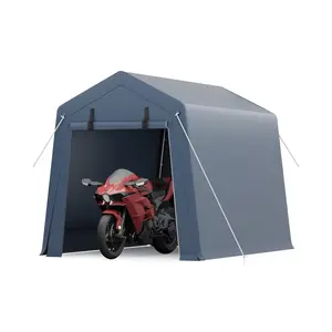 6 x 6 x 7 ft Single Motorcycle Shelter, PE Coated Galvanized Pipe Frame, Easy 4-Step No-Tools Installation, Rainproof, Snowproof, UV Resistant, Durable Outdoor Motorcycle Storage, Outdoor Storage Shed, Durable Garden Shed