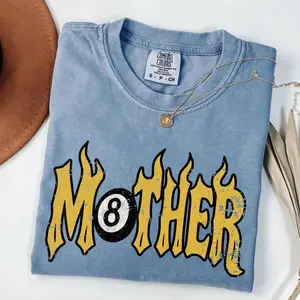 Comfort Colors Mother Tee Trendy 8 Ball Mother Lucky Mama Tshirt Vintage Flames Rad Mom Birthday Gift Moto Edgy Grunge Aesthetic Streetwear
