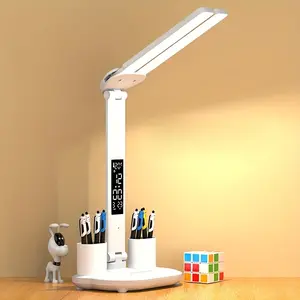 Intelligent LED Desk Lamp - Adjustable Arm, Folding Design, USB Powered, Time Display, Cord Included - Perfect for Bedroom, Dormitory, Study, Office, and Reading