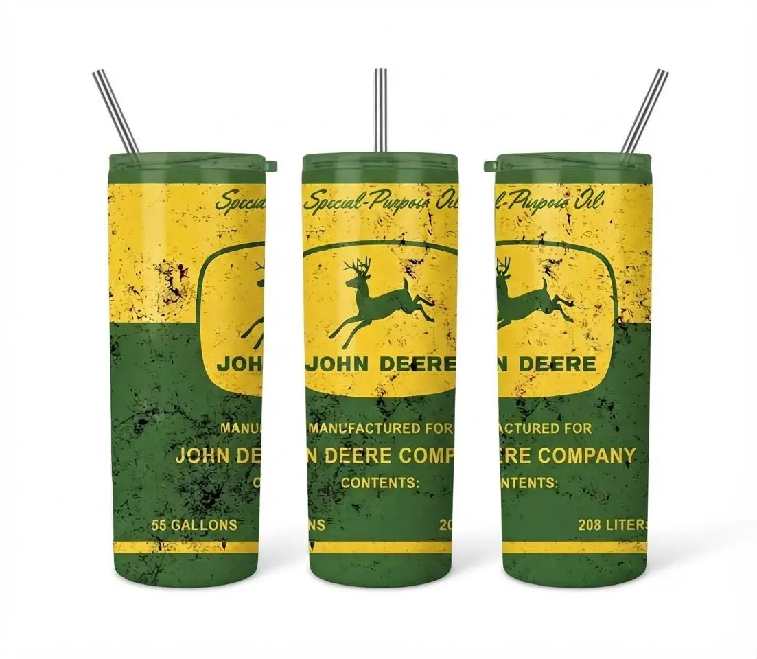 20oz (500-1,000 ml) Stylish Tractor-Inspired Insulated Stainless Steel Tumbler - Portable, Double-Wall, Sweat-Proof, Durable Reusable Travel Mug for Adults with Lid & Straw, Ideal for Valentine's Day, Birthdays Hot & Cold Drinks