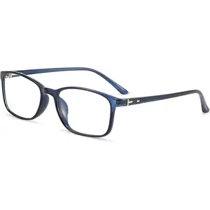 Non Prescription Glasses for Men Clear Lens Classic Square Blue Frame Eyewear Women