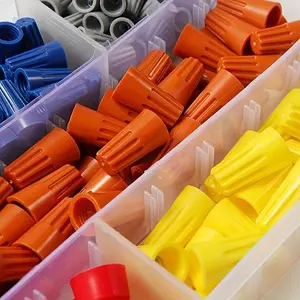 1set/40pcs Boxed Fast Connector Set, Durable Reliable Connectors, Rotary Transform Spring Cover Terminal, Electrical Equipment Connector, Stainless Steel Spring + PVC Flame Retardant Housing, AWG 24-7, Home Improvement Equipment Maintenance Parts