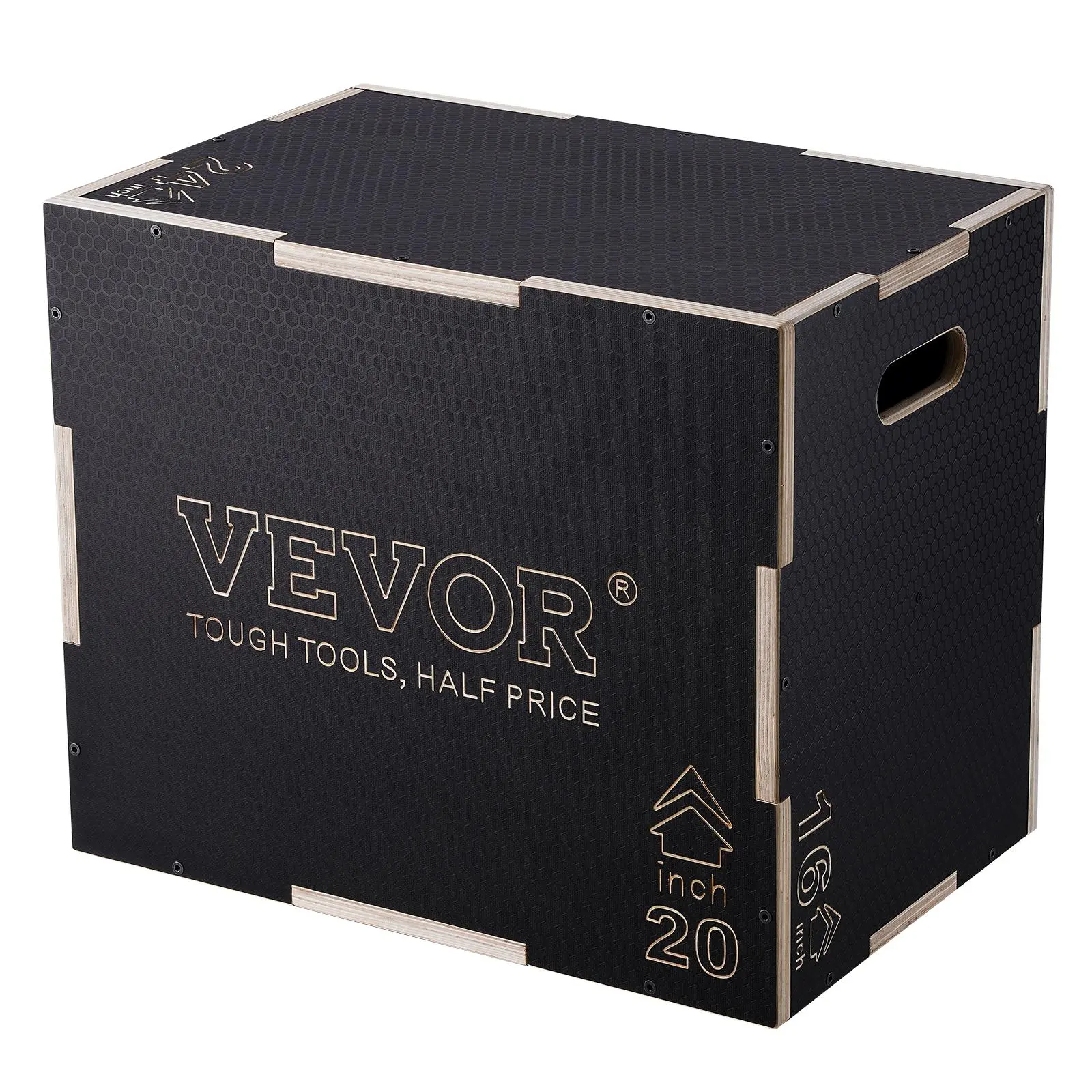 【summerfinds】VEVOR 3 in 1 Plyometric Jump Box, 24/20/16 Inch Wooden Plyo Box, Platform & Jumping Agility Box, Anti-Slip Fitness Exercise Step Up Box for Home Gym Training, Conditioning Strength Training, Black