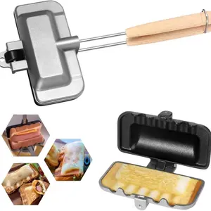1 pc Sandwich machine，Hot dog toaster, double-sided sandwich baking tray, double-sided frying pan, cheese baking machine non-stick sandwich machine flip baking tray, used for breakfast pancakes, toast and omelets.Essential cooking tools in the kitchen