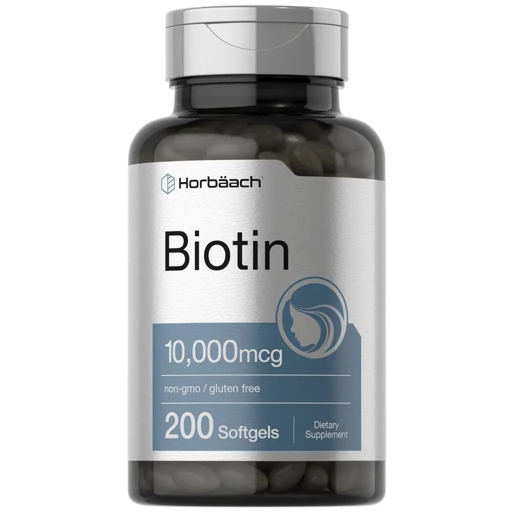 Horbaach Biotin 10000 mcg | 200 Softgels | Vitamin B7 Supplement | Non-GMO & Gluten Free