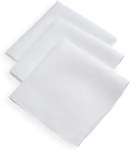 HAV-A-HANK 3 PACK 100% Cotton Overlock Pearl Edge Hem Handkerchiefs 16" x 16" Made in USA Superior Quality & Longevity
