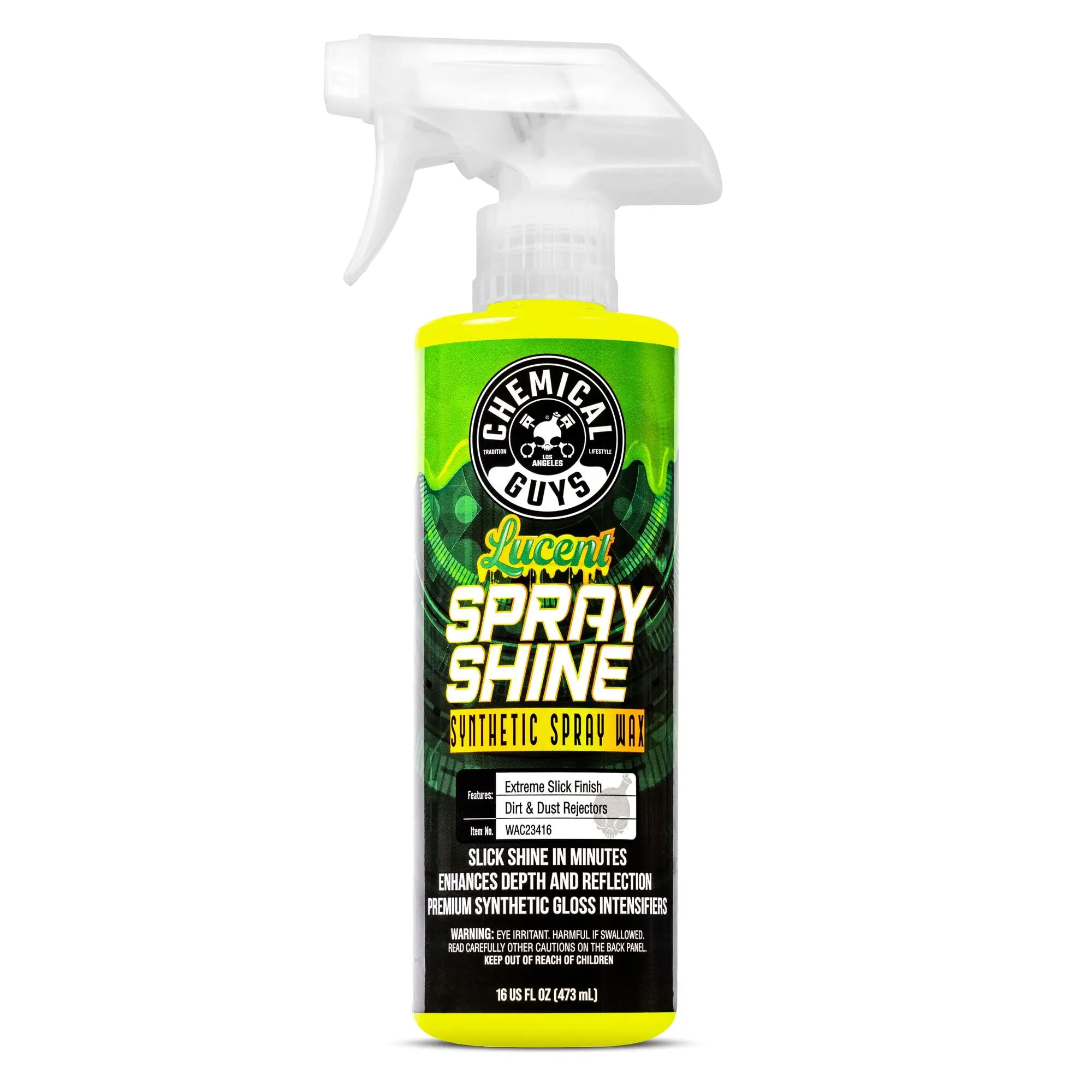 CHEMICAL GUYS Lucent Spray Shine Synthetic Spray Wax – Ultra-Slick Spray-On Wax & Detailer for Paint, Glass, Chrome & Wheels; Hydrophobic, Anti-Static Formula for Streak-Free High Gloss & Dust-Repelling Protection, Multi-Surface