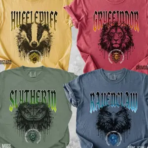 Wizard House Shirts, Magical School T-Shirt, Vintage Fantasy Artwork C5FS8