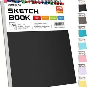 9" x 12" Sketch Book, 100 Sheets Top Spiral Bound Sketchbook with Acid-Free 68lb/100gsm Thick Drawing Paper, Art Sketch Pad for  Adults & Artist, Professional Art Supplies for Beginners,Top Choice for Gifts, Durable Drawing Pad
