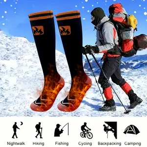 Winter Electric Heated Long Socks, Modal Cashmere Material, Full Toe Heating, -30°c Frost Protection, Includes Power Bank, Outdoor Camping Essential, Sports Running Socks