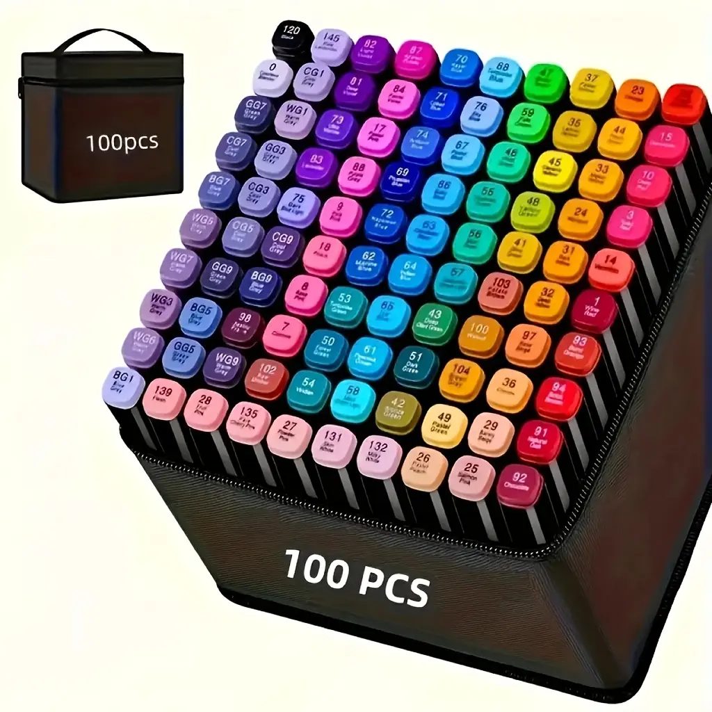 Foldable travel storage suitable for markers, pencils, stationery, Marker Pen Holder, compact design in black, durable construction, reinforced stitches, office staff, professional art use, Stationery Organizer