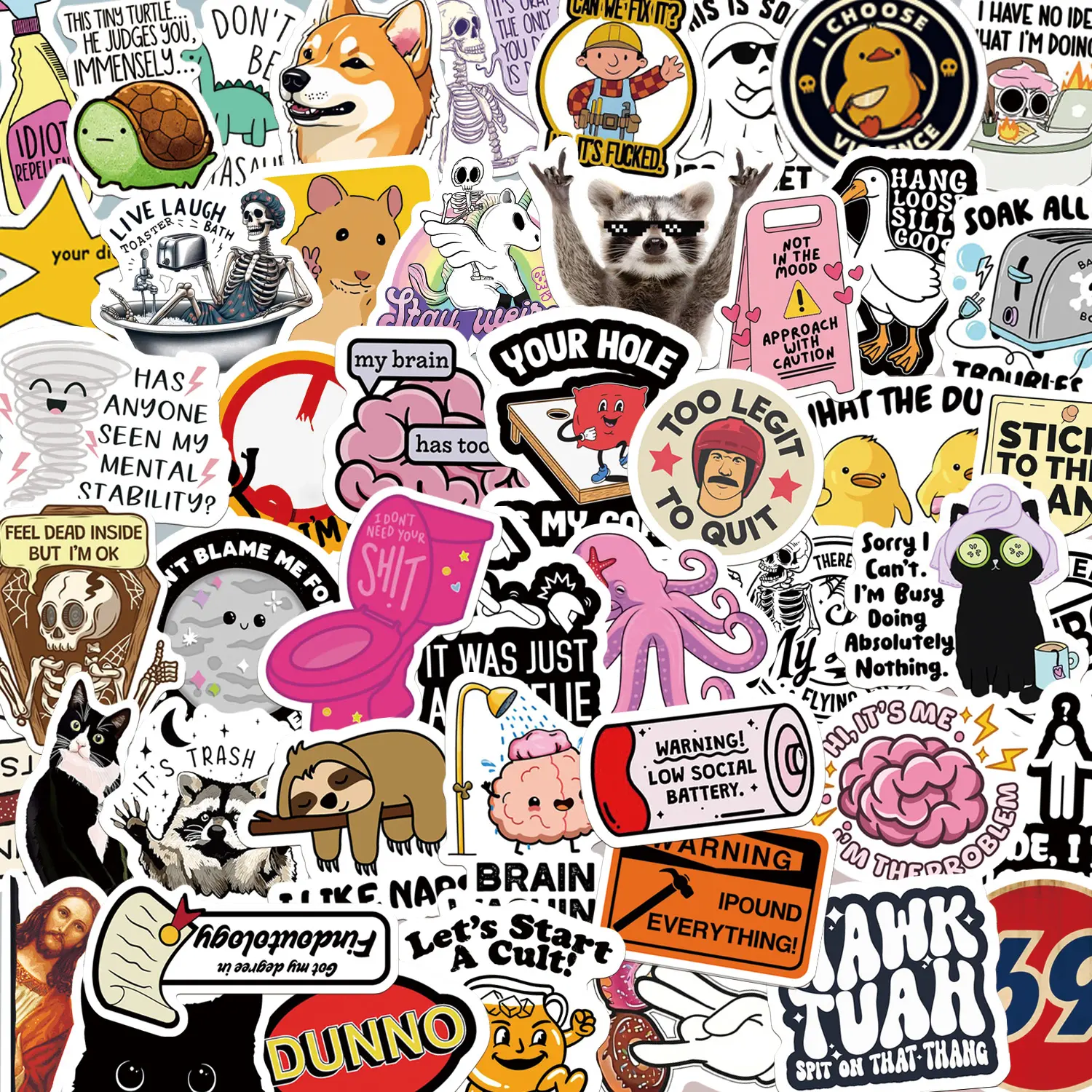 130 PCS Funny Memes Vinyl Stickers, Holographic Glitter Waterproof Decals for Books, Laptop, Water Bottle (Scrapbooking & DIY Supplies)