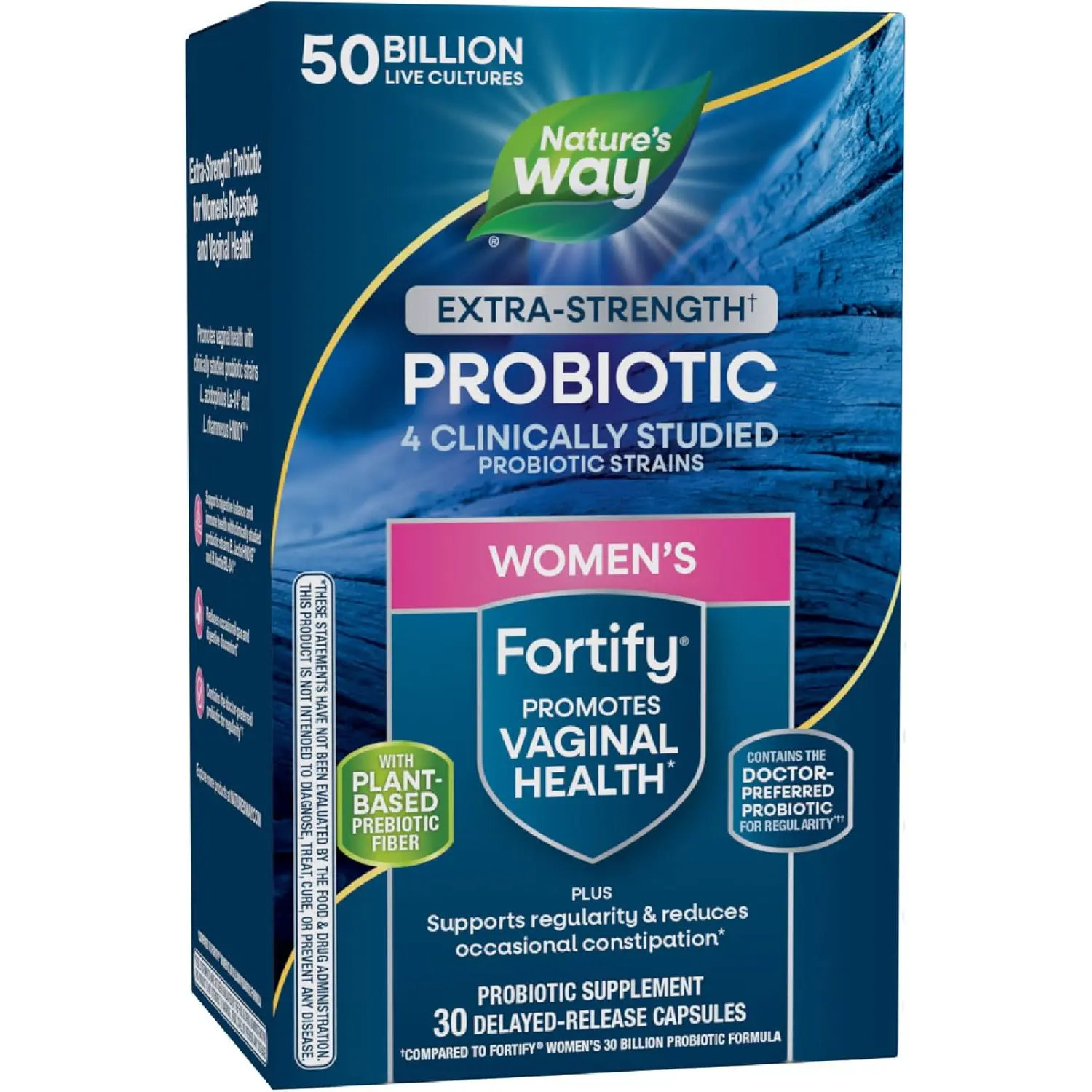 Fortify Extra Strength Women Probiotic 50B CFU Multi Strain Probiotic for Digestive Vaginal and Immune Support Once Daily 30 Capsules