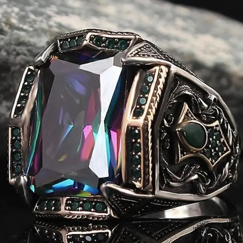 Men's Retro Punk Alloy Electroplated Hand Jewelry - Punk Rings, Metal Coating, Band, Male, Alloy Rings