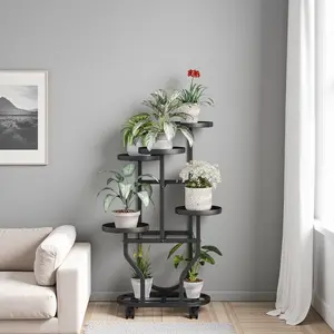 Plant Stand with Wheels 3-5 Tier Metal Plant Holder Corner Flower Shelf for Multiple Plants Display Rack for Bedroom Living Room Balcony Garden