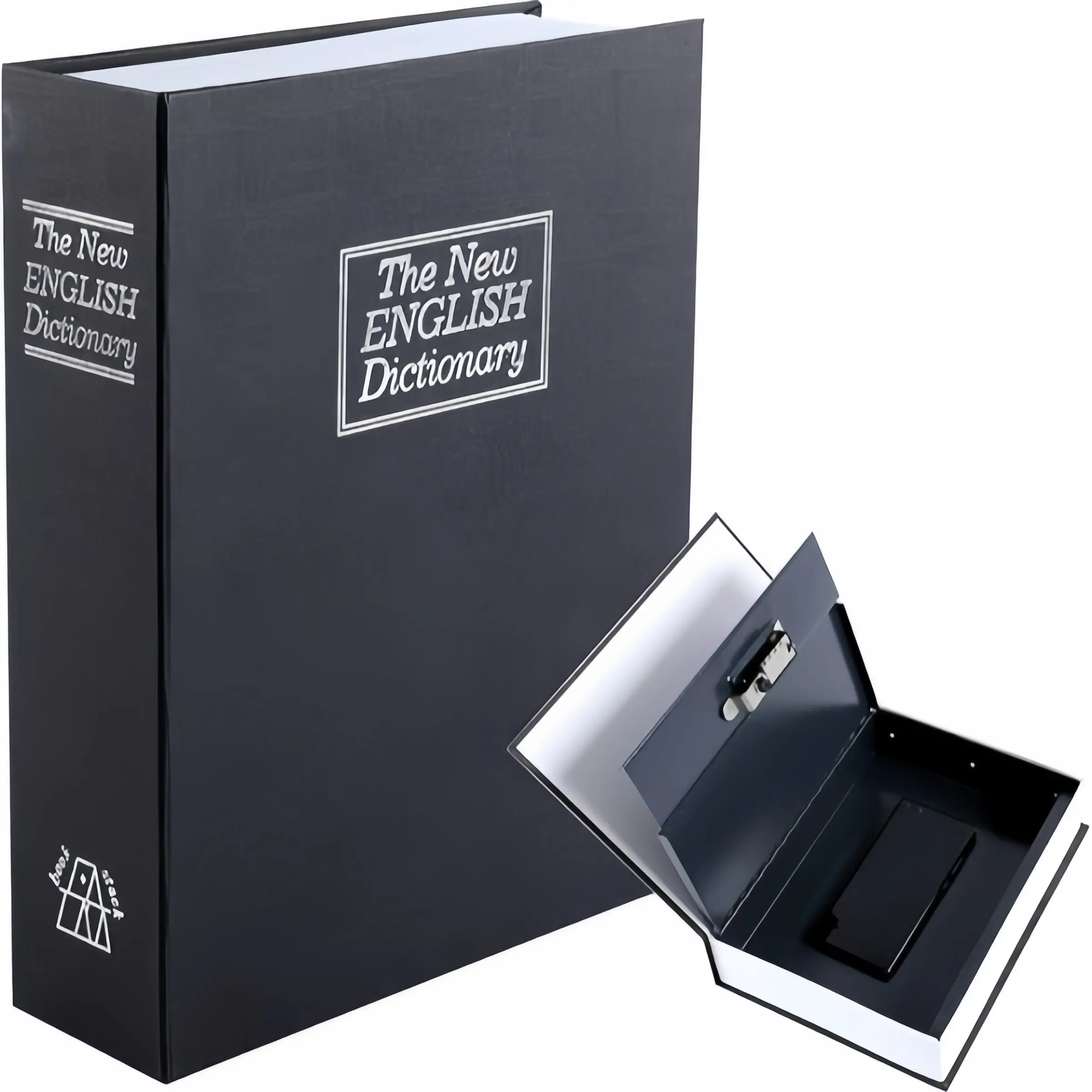 Book-Shaped Hidden Storage Box with Combination Lock - Laminated Board Slim Cube Home/Office Desk Organizer for Cash, Jewelry, Passport & Valuables, Lock Security Portable Storage Solution