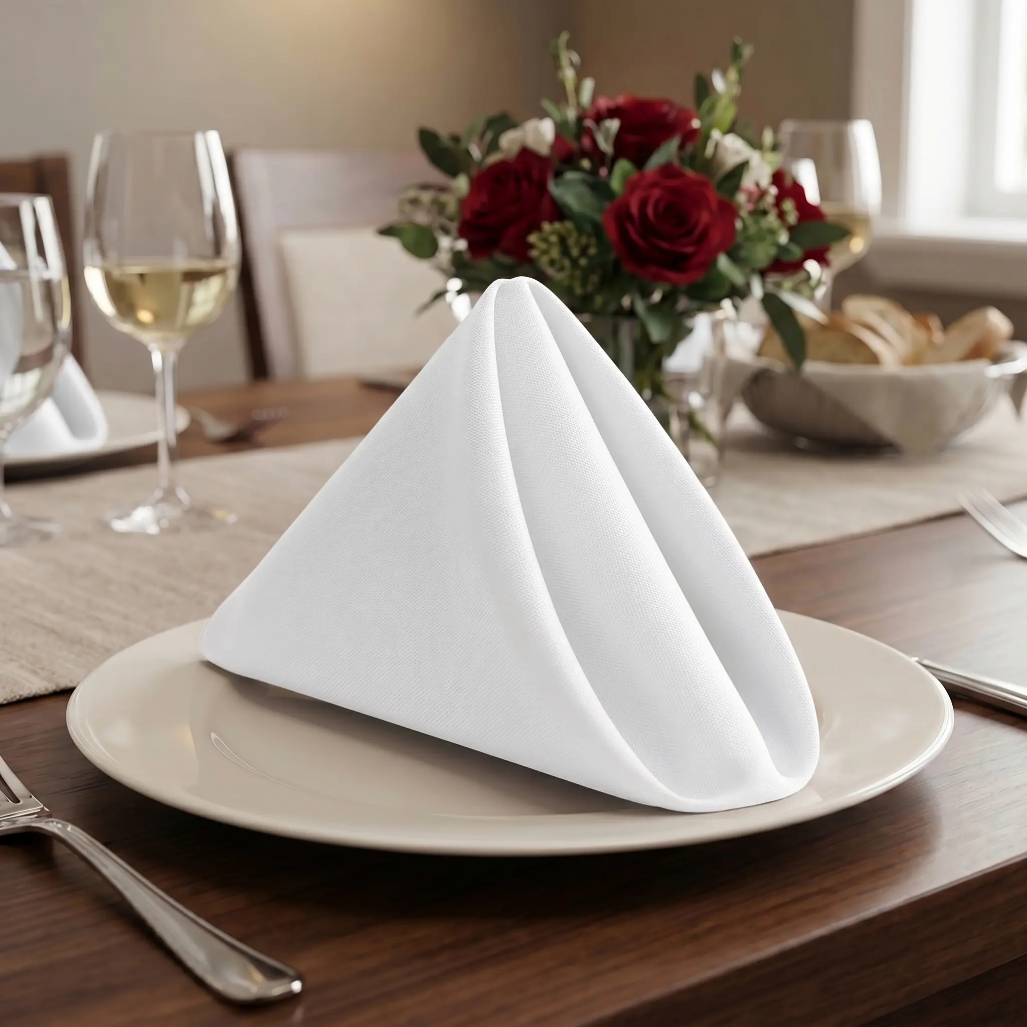 Kichly 24-Piece Plain Square Fabric Napkins - 100% Polyester, 20x20", Hemmed Edges, Non-Transparent, Machine-Washable, Reusable Kitchen Linens, Set, 24 Pieces