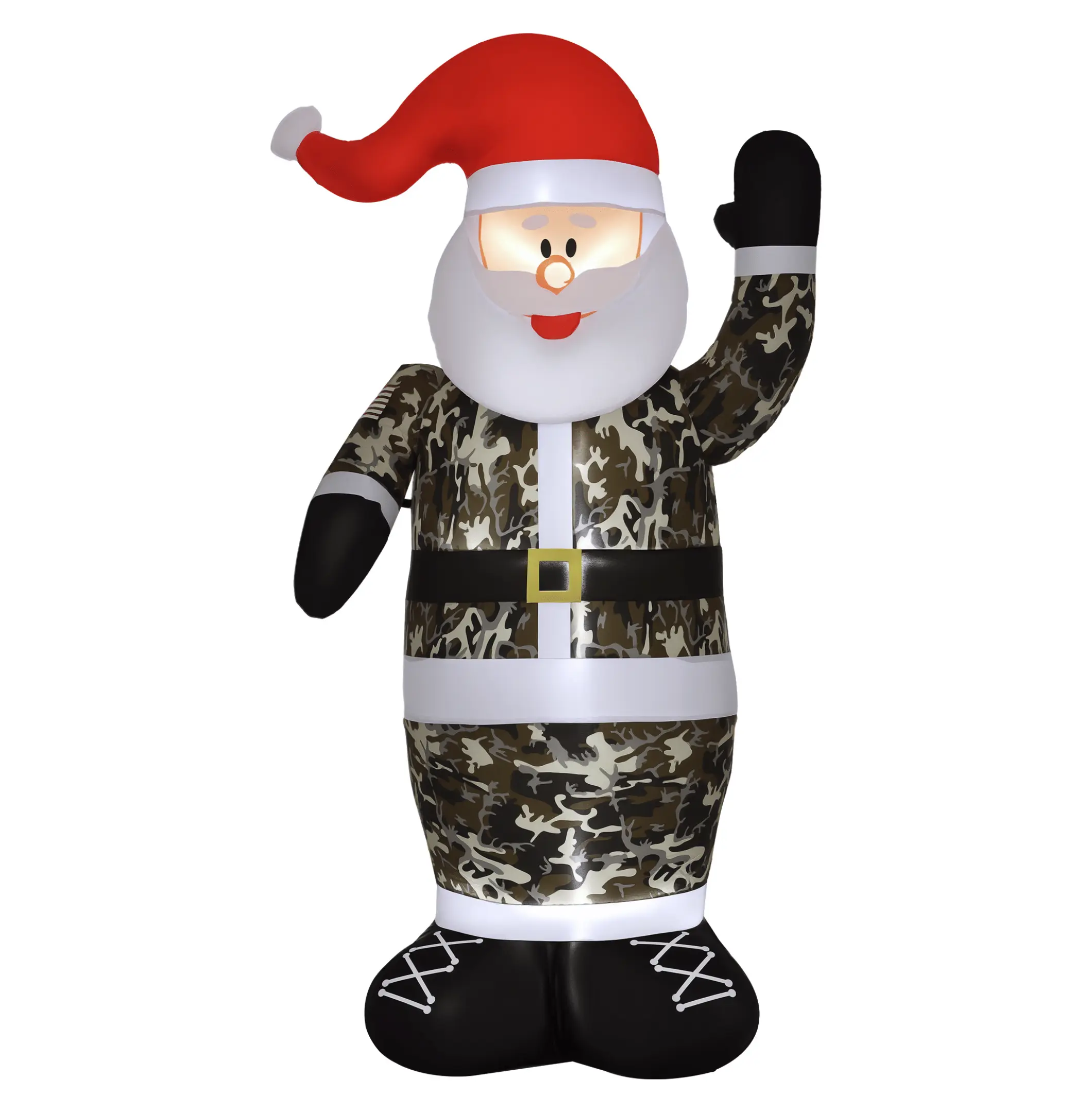 8ft Lighted Camouflage Outdoor Santa Claus Christmas Inflatable Decoration, Festive Home Supply