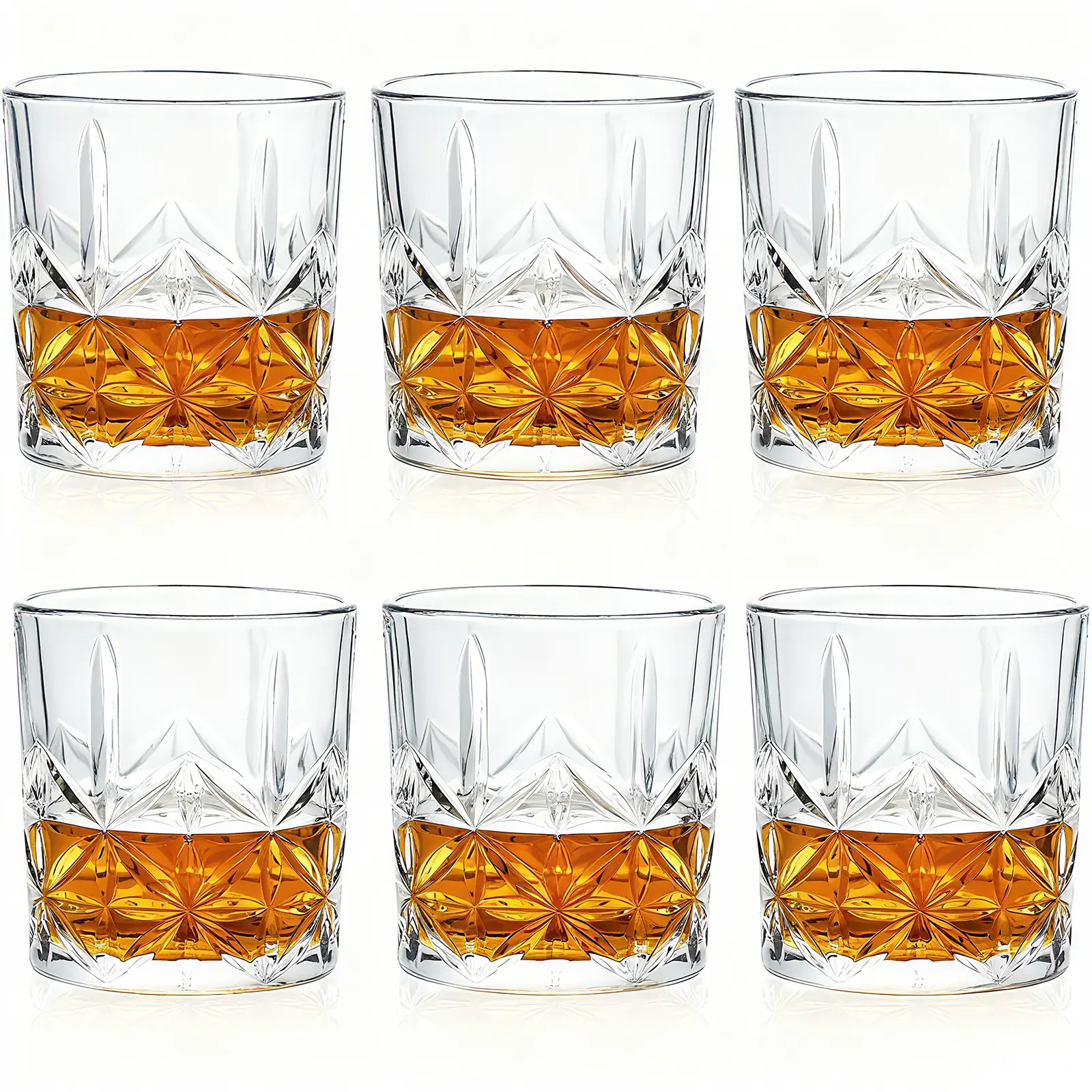 Whiskey Glasses Set of 6, Cocktail Glasses, 10 oz Crystal Old Fashioned Glasses Tumbler for Scotch Bourbon Rum Cognac Vodka Liquor, Unique Gifts for Men and Women Stylish Drinkware