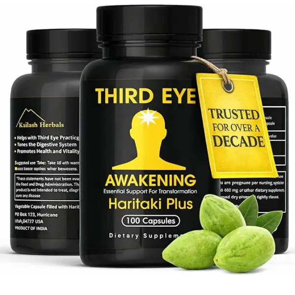 Third Eye Awakening – Organic Haritaki Capsules – King of Herbs for Pineal Gland Decalcification, Third Eye Activation & Intuition – Trusted by Millions of Yogis – 650mg – 100 Vegan Capsules. Healthcare Natural Fitness Vitamin Bathroom Dietary Supplement