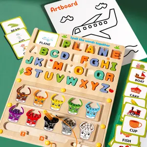Children's Wooden Magnetic Pen Cognition Early Education Maze Digital Color Classification Counting Board Bead Benefit Intelligent Toys
