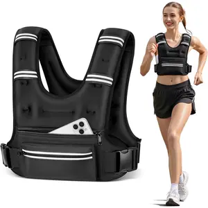 Weighted Vests for Women Men, 8 12 16 20 lb Adjustable Weight Vest with Storage Pockets Reflective Stripe for Running Walking Workout Training Rucking