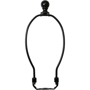 10 Inch Lamp Harp Holder with 1-1/2 Inch Lamp Finial Oil Rubbed Black Steel Ball Knob Lamp Shade Finial for Table and Floor Lamps, Black