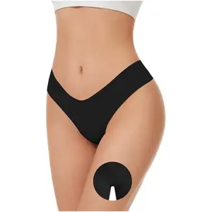Low Rise Anti Camel Toe Thongs Women Seamless No Show Concealer Workout Panties