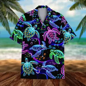 Neon Sea Turtle Hawaiian Shirt: Aloha Summer Beach Button-Down#TikTokMadeMeBuyIt#AmericanStyle#250Years#Casual Outfit#TrendyTee