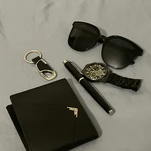Men's Business Fashion Watch Set, Including Watch, Wallet, Sunglasses, Pen, Keychain, Fashion Watch Set for Party, Daily Decor, Trendy All-match & Exquisite Watch Set for Gift, Accessories Set
