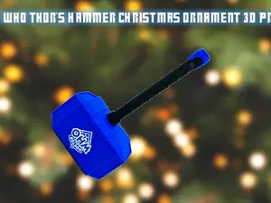 Doctor Who Thor's Hammer Christmas Ornament 3D Printed