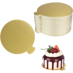 3.5 Inch Mini Cake Boards,50 Pcs Food-Graded Cake Base Round Paper Cupcake Dessert Displays Tray for Cake DIY, Baking Dessert Party Wedding Birthday (Gold (50pcs))