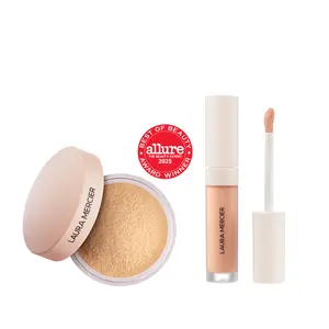 Laura Mercier Setting Powder and Concealer Bundle - Real Flawless Concealer & Translucent Loose Setting Powder for All Skin Types - Flawless Finish