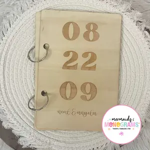 Custom Wedding Date Card Holder | Personalized Laser Engraved Wooden Keepsake | Engagement or Anniversary Gift | Bridal Shower Memory Binder