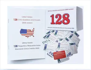 2026-128 Questions US Civic Test Flash Card USCIS Citizenship Flash Card (Questions & Answers) Bilingual Spanish English Naturalization Study Guide CivicsTest Flash Cards Booklet Combo Set college school supplies educational Pass Faster learning tools