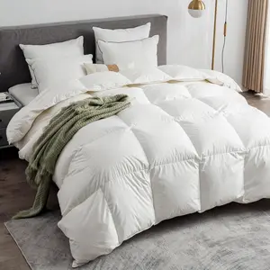 Feathers & Down Comforter, Organic Duvet Insert, 100% Cotton Shell, Ethically-sourced Feathers and Down Filler, All Season Warm, Twin Size, White