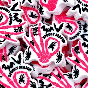1pc Spooky Season Silicone Focal Beads | Halloween Skeleton Craft Beading DIY Supplies Beaded Pens