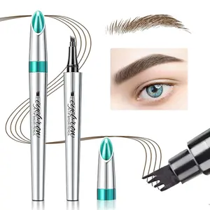 4-Tip Microblading Liquid Eyebrow Pen - Smooth Cosmetic Makeup, Waterproof, 3D Natural Hair-Like Strokes, Quick-Dry, Smudge-Resistant, Easy to Use, Perfect Gift
