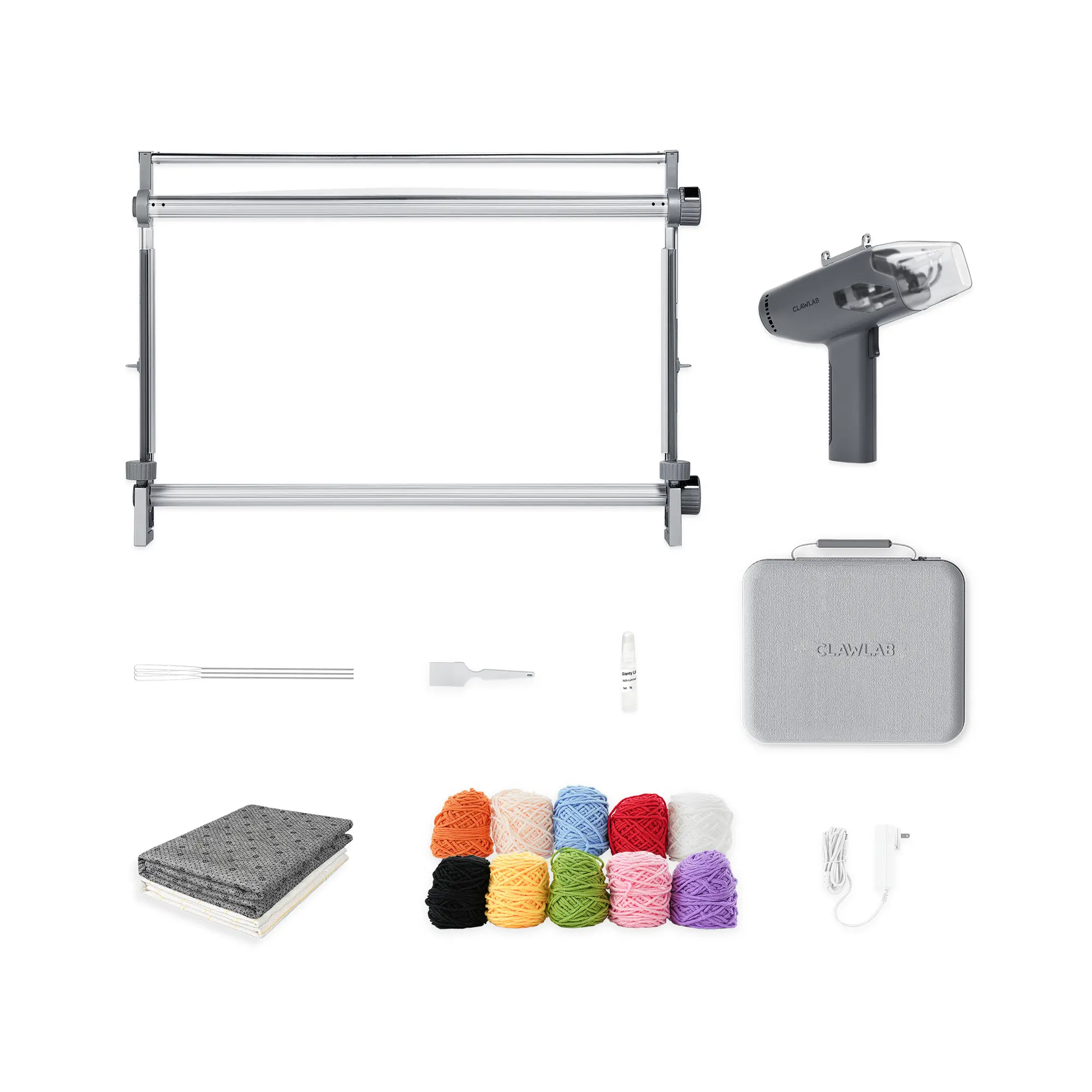 Clawlab H1 Tufting Kit — All in One Rug Tufting Machine, Beginner Kit, Starter Kit with 550g Ultra-Light Machine, Quiet Motor DIY Rug Tufting for Home Lightweight Electric Rug Beginner Machine for Starter, No-Nail Frame Beginner DIY(Rug Making Starter Kit