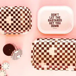 Black + White Checker Medium tray