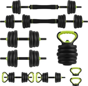 44LB Adjustable Dumbbell Set – 4-in-1 Home Gym Weights with Barbell, Kettlebell & Push-Up Handles, Compact Multi-Function Strength Training for Men & Women