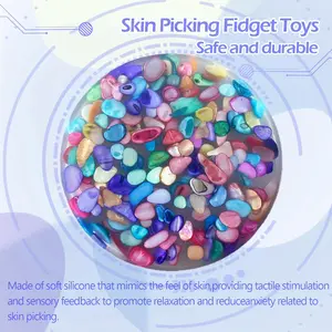 1pcs Non-Sticky Skin Picking Fidget Toys, Silicone Picking Sensory Pick Fidget Pad, Skin Picking Pocket Pads to Pick Dig and Peel Great for Dermatillomania ADHD, and OCD Stress Relief Decoration Rubber