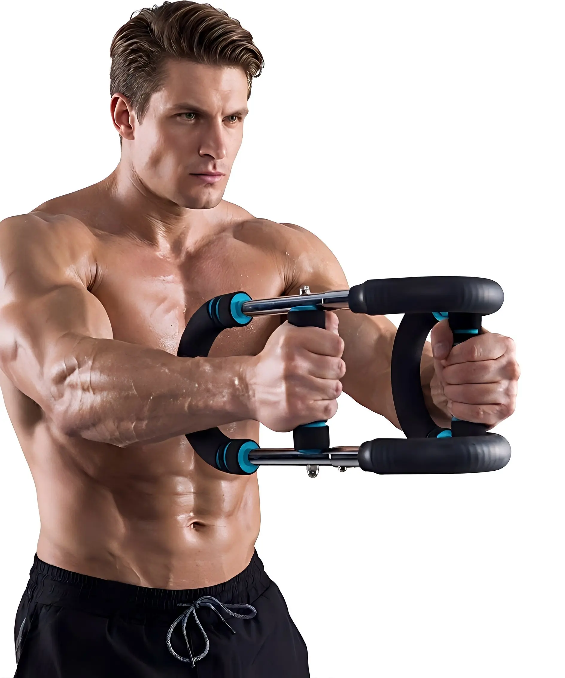 Heavy-Duty Power Twister Arm Exercise Equipment for Men, Stainless Steel Bar with 45-90 lbs Adjustable Resistance and Ergonomic Grip for Home Gym Upper Body Workout