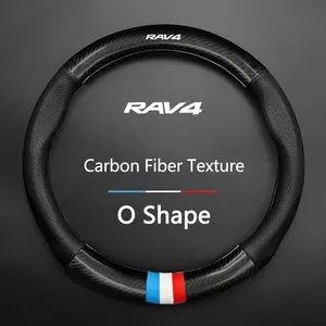 Breathable Carbon Fiber Leather Car Steering Wheel Anti Slip Cover For Toyota RAV4 Corolla Camry CHR Yaris Prius Prado Auris Avensis Hilux