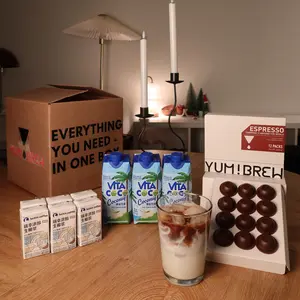 Yum!Brew Coconut Latte Kit with 3 Vita Coconut Water 6 Thick Coconut Milk 12 Espresso Pods for 6 Lattes