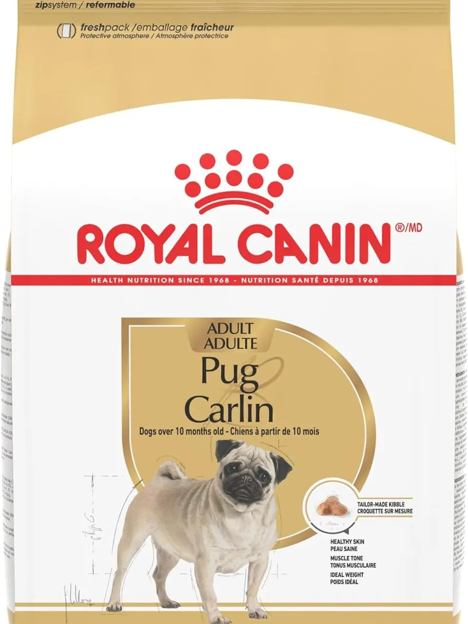Royal Canin Breed Health Nutrition Pug Adult Dry Dog Food, 10 lb Bag
