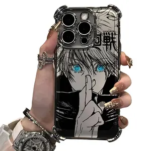 Anime Jujutsus Kaisens Gojo Plating Case for IPhone 16 15 14 13 12 11 Pro Max X XR XSMax 7 8 6 Plus Anti-Fall Airabag Back Cover
